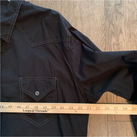 ARIZONA Shirt Men’s XXL Black Western Pearl Snap Pockets 100% Cotton Cowboy. - Picture 10 of 11
